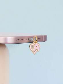 Sparkling Diamond Love Letter Type-C Port Dust Plug Charm For Soft Silicone Dust Protector For E-Readers, Phones, Tablets,Playful Accessory, Laptops Cute Tech Accessory, - Pink - View 2