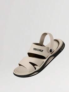 Unisex Outdoor Sports Letter Sandals Slippers 2-In-1, Adjustable Heel Driving Outing Sandals, Indoor Home Bathroom Shower Slippers - Khaki - View 6