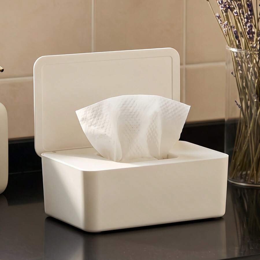 1pc Square Tissue Box Cover, Flip-Top Tissue Box Sleeve, Dust-Proof Napkin Holder With Lid, Tissue Box Stand With Base, Box-Shaped Dispenser, Suitable For Bathroom, Living Room, Office, Bedroom