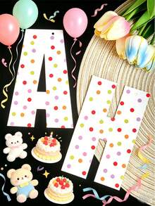 1 Set Pancarta de Feliz Cumpleaños con Lunares de Colores, Decoración de Pancarta con Lunares, Adecuado para Decoración de Fiesta de Cumpleaños, Decoración de Fiesta con Tema de Bebé - Multicolor - Ver 4