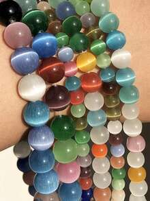 1 Strand Natural Cat's Eye Stone Round Beads Loose Beads Suitable For Jewelry Making DIY Bracelets Necklace Accessories 6/8/10MM - Multicolor - View 2