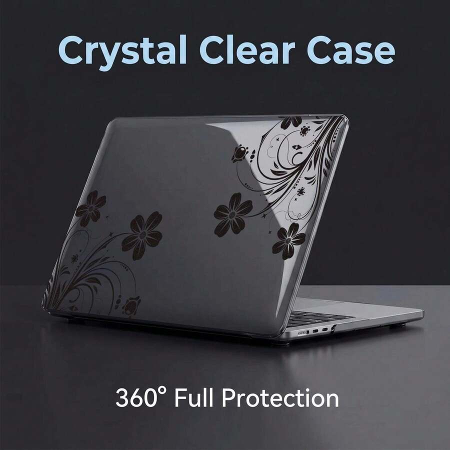 1-Piece Transparent Smoke Gray Hard PC Case For MacBook, Anti-Slip Silicone Feet Hollow Cooling Vents Full Wrap Shockproof Laptop Protective Cover Compatible With 13 Neo/13.3 Air/13.3 Pro/13.6Air/14.2 Pro/15Air/16.2Pro - View 1