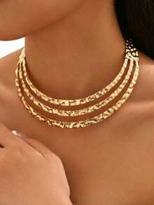 Collar de estilo metálico minimalista de nueva línea en color dorado, personalizado para fiestas - Amarillo Oro - Ver 3