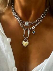 1 buah Kalung Liontin Salib Wanita, Gesper Oval dan Desain Liontin Tetes Air, Cocok untuk Pemakaian Sehari-hari atau Hadiah - Perak - View 5