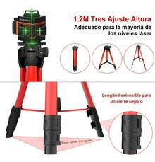 Trípode De 1.45 Para Nivel Láser Altura Regulable Aluminio - Rojo - Ver 5