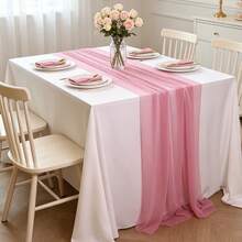3PCS Red Chiffon Fabric Tablecloth Bohemian Transparent Satin Tablecloth Suitable For Autumn Thanksgiving Family Party Wedding Arch Background Baby/Bride Gift Birthday Party Restaurant Table Outdoor Party Festival Decoration - Burgundy - View 10