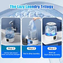 Travel Mini Washer Rechargeable 4000mAh, USB Portable Laundry Machine With 3 Timed Modes, Compact Turbine Cleaner For Underwear Socks Delicates, White, Ideal For Camping RV Apartment, Lightweight & Powerful - X8MINI-xYJ-wHITE - View 8