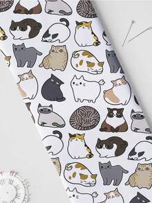1pc Cute Cat Animal Print Quilted Polyester Fabric, Soft & Slightly Elastic, Pre-Cut Size 50x145/100x145/145x200cm, DIY Handmade Fabric, Suitable For Clothing Making, Doll Clothes, Quilting, Gift Wrapping, Sewing Projects, Hand Wash Only - 2026 Animal Series - View 22