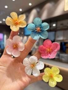 10 piezas de pinzas para el cabello con flores de tela de unicolor tipo macaron, pinza de cocodrilo con agarre firme y antideslizante, para trenzado, peinado semirecogido, decoración, viaje a la playa, uso diario, accesorio para el cabello fresco y femenino - Verde - Ver 6