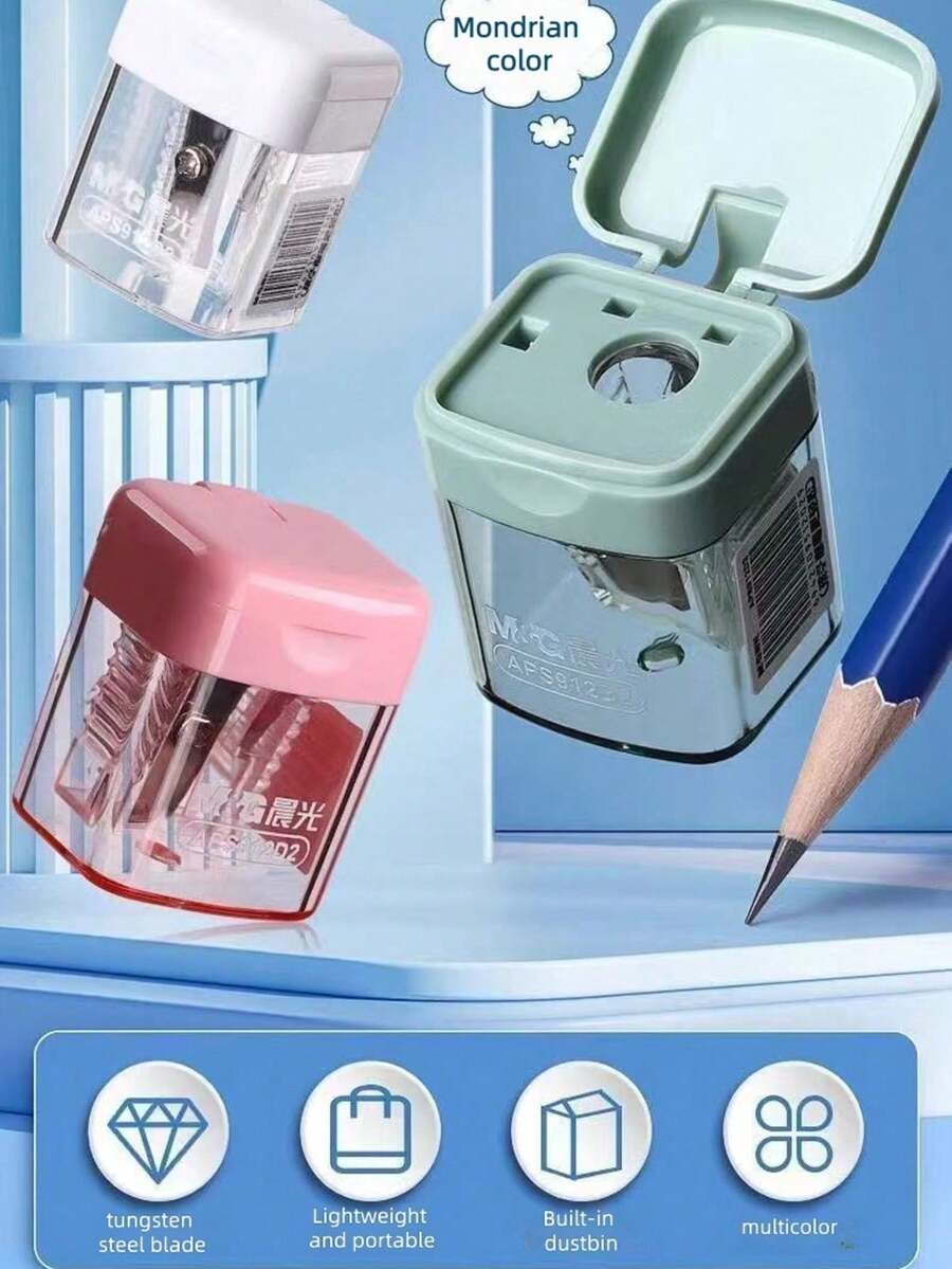 Rautan Pensil Satu Lubang, Rautan Pensil Premium untuk Pelajar, Tahan Lama dan Mudah Dibersihkan, Dilengkapi Tutup untuk Mencegah Tumpahan, Desain Ringkas, Cocok untuk Perlengkapan Kantor dan Meja di Rumah, Rautan Pensil Manual untuk Sekolah, Rautan Pensil Alis - A - View 1