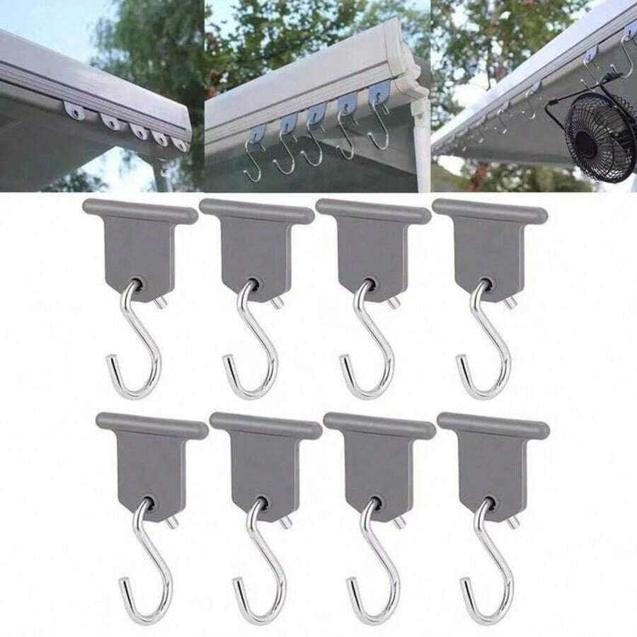 Klip Pengait Tenda Camping Berbentuk S, Pengait Tenda RV, Pengait Ringan dengan Lubang, Cocok untuk Aksesori Kendaraan Camping - abu-abu - View 1