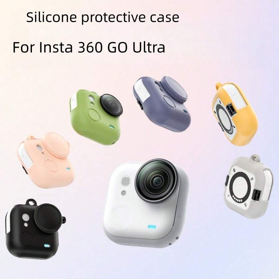 Compatible With Insta360 Go Ultra Full-Coverage Silicone Protective Case, Featuring Lens Cap, Anti-Loss Lanyard, And Shockproof Soft Case For Panoramic Action Cameras. - View 1