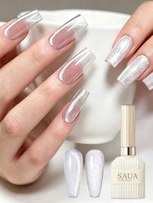 SAUA Esmalte de uñas de gel Crystal Clear Cat Eye - Brillo ultra brillante y duradero, gel de uñas de grado profesional, fórmula sin alcohol, esmalte de uñas de gel de alta calidad, esmalte de uñas de gel - Multicolor - Ver 11