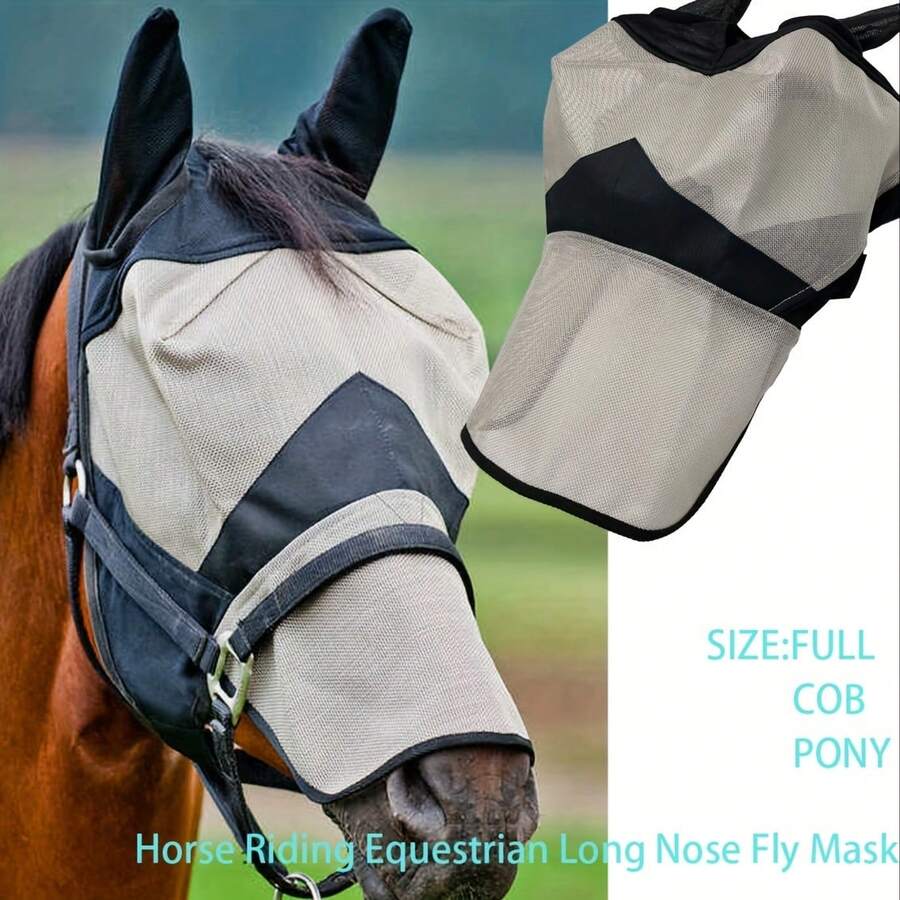 Horse Fly With Nose Cover And Ears, Breathable Mesh Equine Fly, Extended Nose Pasture Tack Trail Riding - Pony - View 1