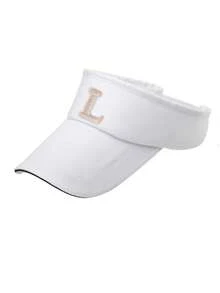 1 pieza Sombrero de sol personalizado para adolescentes de 8-16 años, blanco puro con letra A-Z, correa ajustable, gorra transpirable de parte superior abierta, adecuado para deportes diarios, viajes y uso casual - Blanco - Ver 9