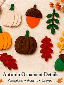 20/10pcs-Thanksgiving Felt Banner, Autumn Pumpkin Acorn Leaf Garland, Maple Leaf & Oak Leaf Felt Thanksgiving Flag, Harvest Thanksgiving Wall Hanging Banner, Autumn Decor, Thanksgiving Decor, Harvest Party Supplies, Autumn Home Decor, Harvest Hanging Banner, Suitable For Fireplace Mantel, Wall And Window Party Decoration - Multicolor - View 6
