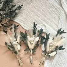 1/2/6/12 件波希米亞風小型人造花束，迷你花朵，適用於小花瓶插花、桌面裝飾與信箱禮物 - 白綠色 - 查看 1