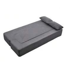 2-In-1 Convertible Corduroy Sofa Bed, Modular Floor Sofa, No Assembly Required, Fold-Out Sofa Bed With 2 Cushions - 灰色 - 查看 10