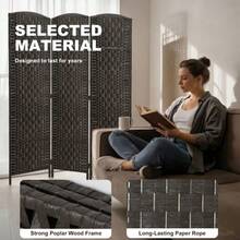 [Free Shipping] Folding Privacy Screen,Tall Portable Weave Partition Wall Divider,Modern Style Room Divider-XY715122 - Multicolor - View 6