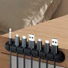 Desktop Cable Organizer, Multi-Slot Self-Adhesive Cable Management Clips, Flexible Silicone Clips Securely Hold Charging Cables, Earphone Wires, Audio Cables, USB Plugs, Adhesive Backing Sticks To Desk Edge Without Slipping, Organizes Cables Without Clutter, Suitable For Office Desk, Computer Desktop, Bedside Table - Multiple Styles - View 2