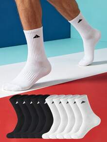 5 Pairs/10 Pairs/18 Pairs/20 Pairs Black & White Thick Men's Winter Socks, Fashionable, Casual, Comfortable, Suitable For Outdoor Sports, Running, Fitness, Compression Knee Socks, Business Casual Vacation, Black & White High-Top Socks, Christmas, Thanksgiving, New Year Holiday Gifts (Thick Style), Suitable For Foot Size (35-39/39-42) - Multicolor - View 12