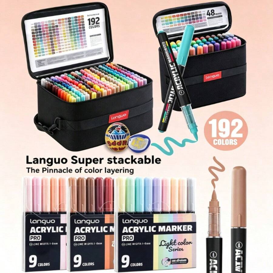 1 Set Of 9/48/72/96/192/288 Colors Alcohol Markers, Upgraded Ink, Strong Coloring Power, Wide Coverage, Suitable For Painting On Various Materials, Comes With Fabric Storage Bag, Convenient To Carry