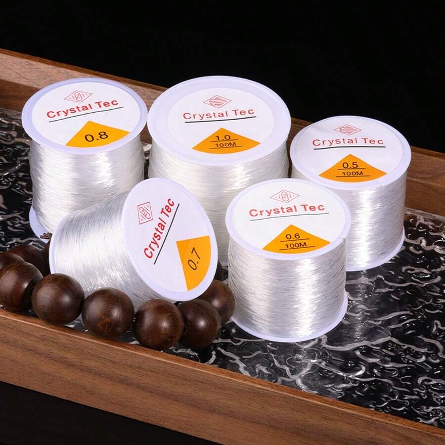 Cordón elástico fuerte de 0.8mm para cuentas de cristal, hilo elástico para pulseras, collares, fabricación de joyas DIY, línea de extensiones de cabello - transparente - Ver 1
