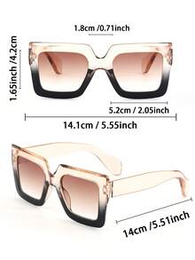 1 Paar Damen Kunststoff Geometrische Vollrahmen Moderne Minimalistische Klassische Mode Lässige Sonnenbrillen, geeignet für Schulanfang, Business Casual, Damen Modeaccessoire - Verschiedenfarbig - Übersicht 2