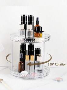 360° Rotating Acrylic Storage Rack, Perfume Storage Rack, Cosmetic Storage Rack, Jewelry Storage Rack, Transparent Multi-Layer Desktop Storage Tray, Vanity Organizer Rack, Suitable For Bedroom Decor, Bathroom, Desktop And Home Decor - Multicolor - View 6