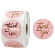500pcs/Roll Rose Gold Foil Stamped Thank You Stickers, Round Self-Adhesive Gift Seal Stickers, Label Stickers, For Envelope Packaging, Birthday Party, Handmade Crafts, Small Business Product Packaging, Gift Box Stickers - Diverse - View 11