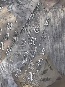1片金屬感哥德風印花美甲貼紙，金銀箔美甲貼花，DIY自黏式裝飾貼紙 - 銀色 - 查看 5