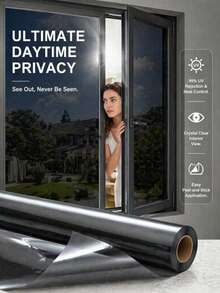 Window Privacy Film One Way Daytime Privacy Static Cling Sun Blocking Anti UV Reflective Window Tint For Home And Office, Black - Multicolor - View 1
