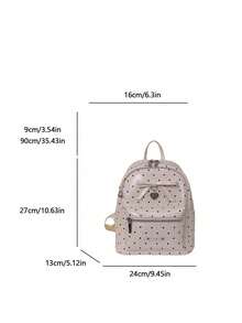 Dedoo Nouveau sac à dos décontracté à pois pour femmes, sac à dos de voyage polyvalent pour les trajets, style universitaire, sac d'école - Blanc - Voir 5