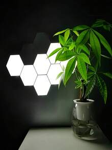 6/10/12pcs Touch Hexagon Quantum Lights, RGB Gaming Lights, Modular LED Wall Lights, Suitable For Gaming Room, Bedroom, Desktop Setup, Home Decor Ambient Indirect Lighting, Comfortable Night Light, Room Decoration Gift For Gamers - white light - View 3