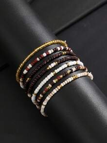 7pcs Fashion Bohemian Beaded Bracelets, Vacation Style Bracelet Set, Ideal Gift For Men, Birthday Gift, Holiday Gift - Multicolor - View 2