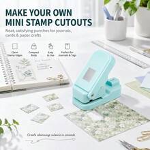 Perforadora de papel con borde de sello postal de 1x0.8 pulgadas para diario de chatarra y scrapbooking, perforadoras de manualidades apilables con diseño de recorte de alineación de precisión para hacer tarjetas - Verde claro - Verde medio - Ver 5