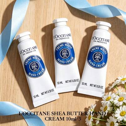 L'Occitane Shea Butter Classic Hand Cream 10ML Single/3pcs Set Deep Moisturizing Nourishing Anti-Cracking Softening Dry Skin Daily Office Travel Mini Luxury Hand Care Gift