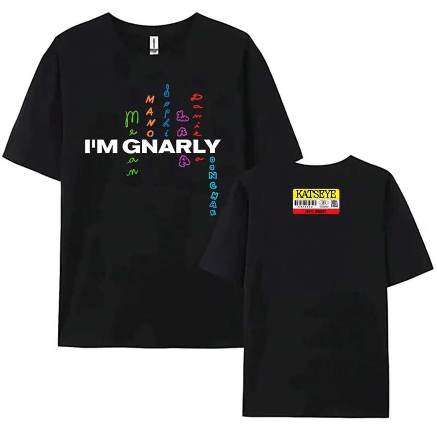 Katseye I'm Gnarly T-Shirt Koreanisches Mädchenband-Druck-T-Shirt Camiseta Baumwolle Kurzarm Damen T-Shirt Sommer Casual Damen Tee - H834-schwarz - Übersicht 1