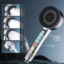 1pc/3pcs Powerful Pressurized Shower Head Bathroom Bath Filter Shower Head Spray Massage Lotus Shower Head Handheld Spray/Set With 1.5m Shower Hose ABS Bracket Set - Silver - View 3