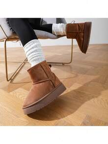 GETAC Botas Para Mujer Suela Plataforma Botín Peluche Térmico Glamour De moda casual Vintage Preppy De Pelito botin peluche Oficina Casa Exterior Gym y Fitness invierno - Camel - Ver 3