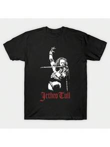 Jethro Tull Vintage 1960s British Rock Band T-Shirt - Ian Anderson Flute Print, Heavyweight 220gsm Unisex Tee For Men & Women, Iconic Music Performance Shirt, Casual Vintage Style For Concerts & Birthday Gifts - Black - View 1