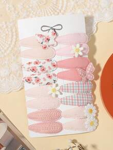 16pcs Daisy Floral Fabric Cute Hair Clips, Mori Style Baby Hair Clips ...