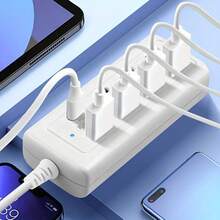 1pc 25W Fast Charging Wall Charger Station 8-Port USB Hub (4 USB-A + 4 Type-C PD Ports) - Can Simultaneously Charge Tablets/Laptops/Smart Devices - 8-Port USB Fast Charging Hub (4 USB-A + 4 PD Ports) - 25W Power Delivery, Compact USB Power Expansion Dock For MacBook, PC, Tablets, Smartphones - Compatible With USB-C Devices, Durable White Design, Suitable For Home/Office Use, Multi-USB Hub, Device Charging Station - View 5