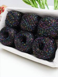 鉤針用亮片閃光毛線套組 300g 6 顆裝 金蔥粗毛線 DIY 編織手工藝 毛衣圍巾帽子製作材料 - 玫紅 - 查看 15