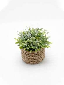 1pc Artificial Woven Rattan Potted Plant, Faux Eucalyptus Greenery, Mini Potted Plant, Home Decor, Suitable For Desktop, Party, Kitchen, Garden Decoration, Decorative Ornament, Sculpture, Room Decor, Back To School, Wedding - Multicolor - View 12