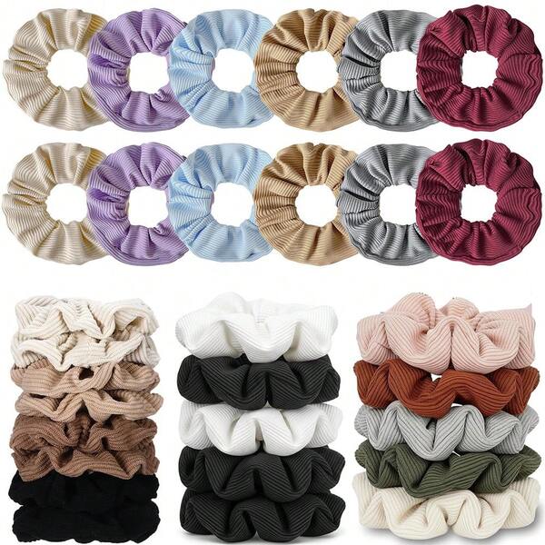 3/5/10 Peças Scrunchies para Cabelo, Elástico de Cabelo Estilo Minimalista, Acessórios para Cabelo, Elásticos de Cabelo Floral & Poá para Praia de Verão, Elástico de Cabelo Pastel, Acessórios para Cabelo