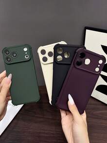 奢華純色相機保護軟手機殼,適用於 iPhone 17 Pro Max 17 Pro 17 16 15 14 13,四角防摔防震保護背蓋 - 黑色 - 查看 4