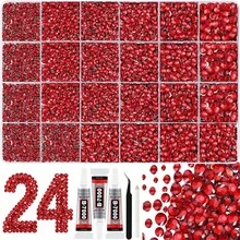 30,000pcs Red Flat Back Resin Rhinestones, 24-Grid Crystal Gemstone Storage Box, Includes 3 Bottles Of B7000 Jewelry Glue, Round Jelly Gems With Tweezers, Suitable For Making Jewelry, Shoes, Clothes, Fabrics, Bags, Artworks, Phone Cases, Decoration, DIY Rhinestone Kit - View 12