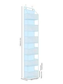1件淺藍色網格懸掛收納袋，壁掛式化妝品收納架，大容量網格口袋懸掛收納袋，適用於廚房、育兒室、浴室、衣櫥、臥室、宿舍、嬰兒尿布、兒童玩具 - 淺藍色 - 查看 7