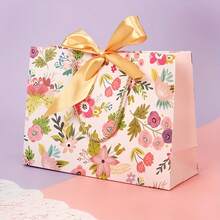 1/2/4/6 Sets de Bolsas de Regalo de Papel con Asas, Bolsas de Regalo para Fiestas con Diseño Floral y Cinta, Diseño Floral de Primavera y Rosa Romántico, Adecuado para Bodas, Cumpleaños, Día de San Valentín, Navidad, Acción de Gracias - Múltiples estilos - Ver 1